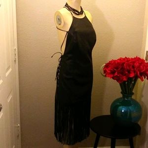 Genuine Leather Fringed Dress NWT